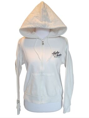 Harley Davidson White Zip Up Hoodie Sweatshirt Jacket